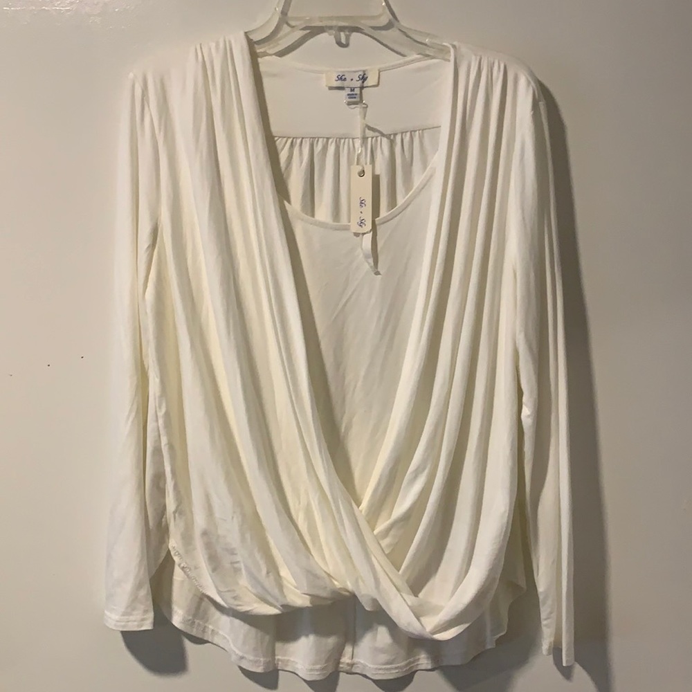 NWT She+Sky Ivory Long Sleeve Top